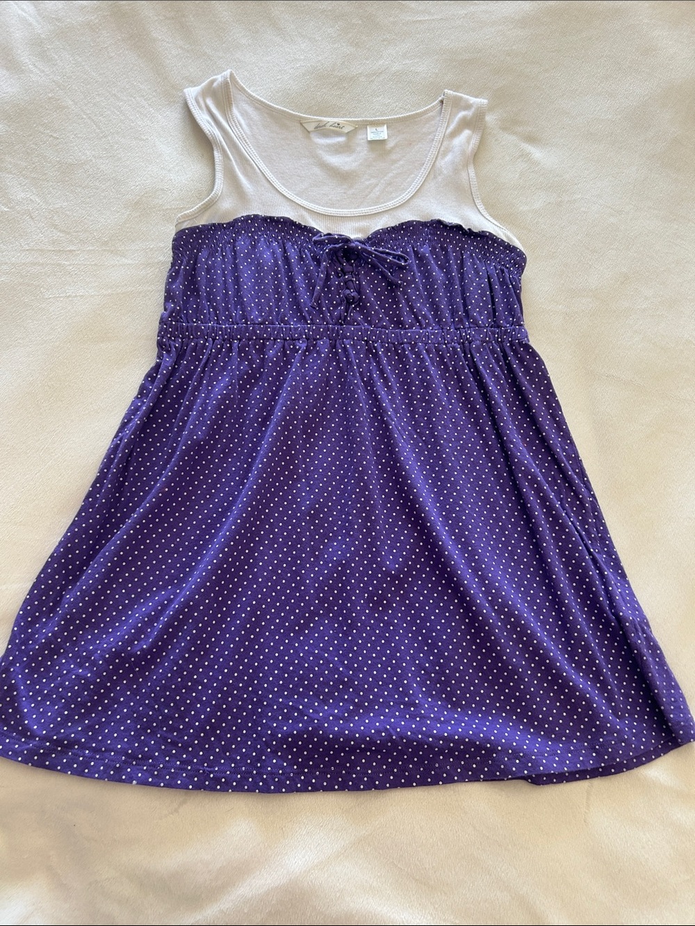 Derek Heart Purple Polka Dot Tank Tunic with White Yoke